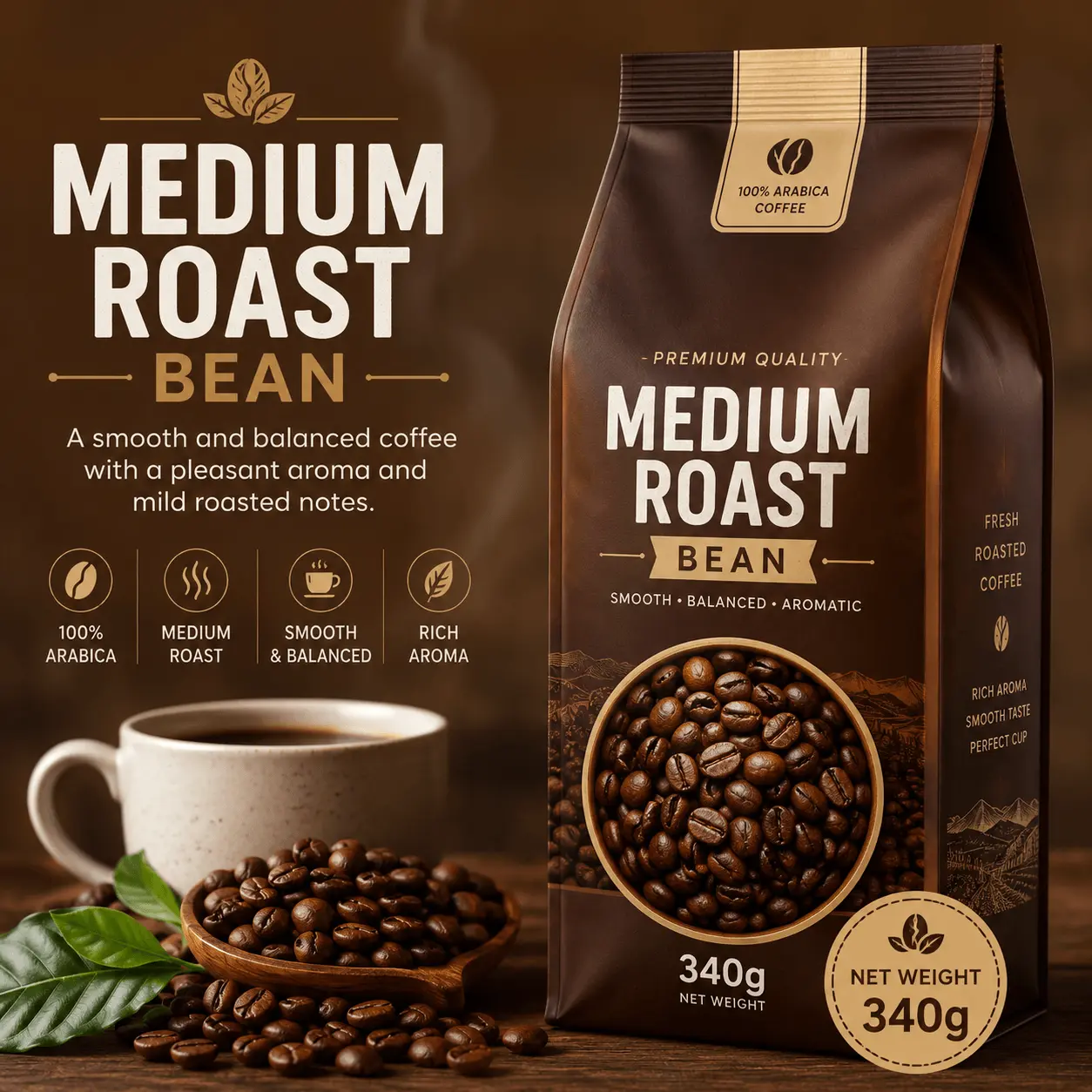 Medium Roast Bean 340g