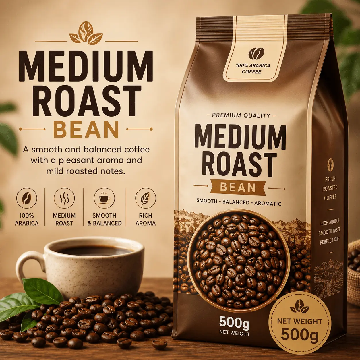 Medium Roast Bean 500g